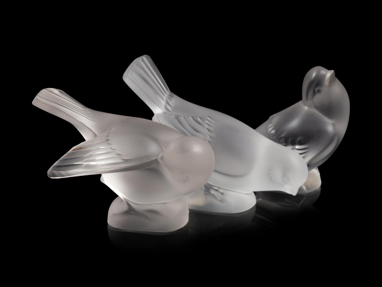 Three Lalique Bird Sculptures