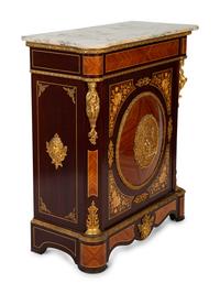 A Napoleon III Style Gilt Metal Mounted Marquetry Marble-Top Cabinet — 20TH CENTURY
