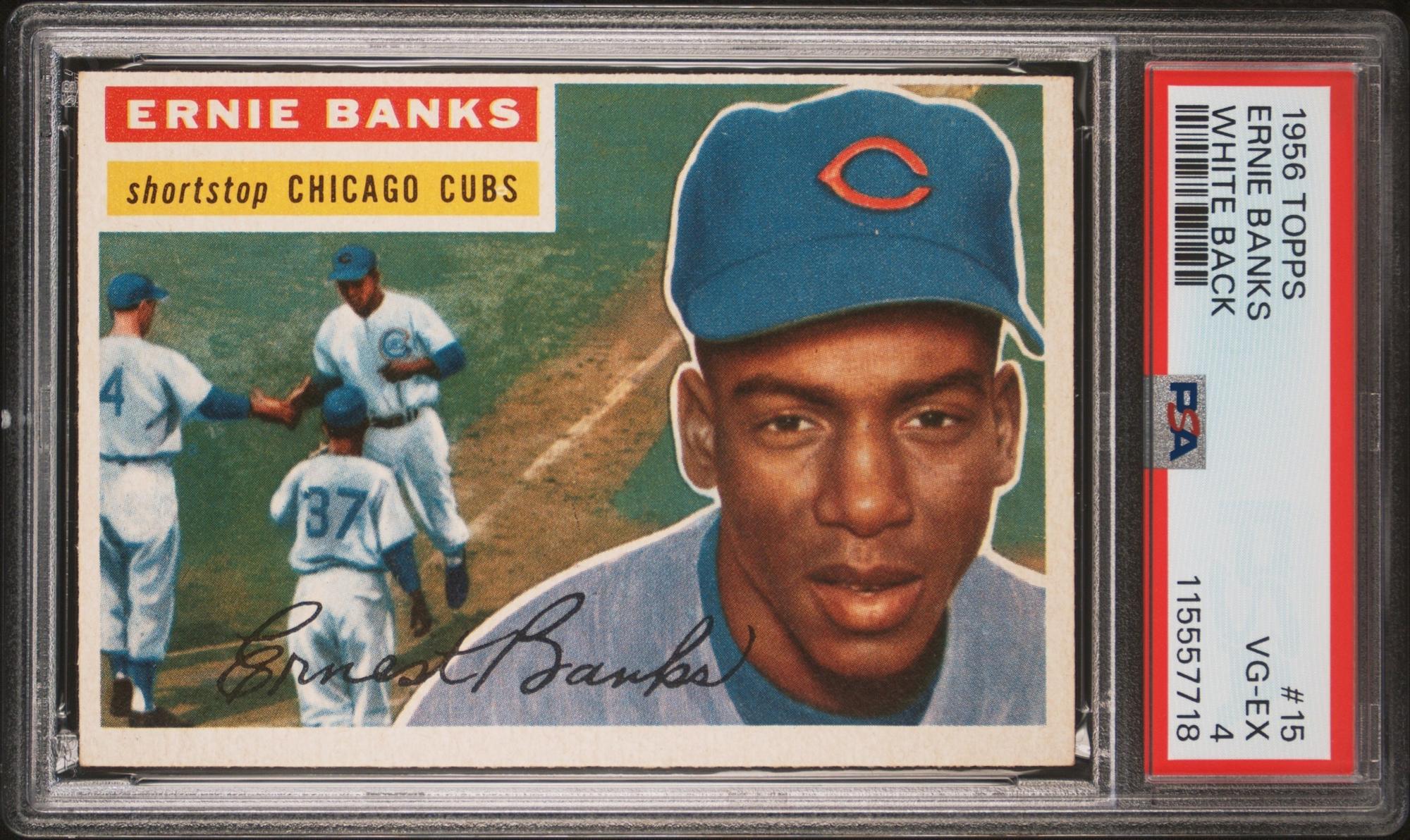 A 1956 Topps Ernie Banks Baseball Card No. 15 (PSA 4 VG-EX) from The Collection of David Eisenhower