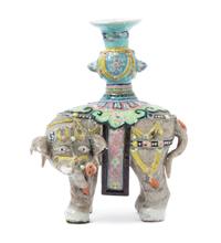 A Chinese Famille Rose Porcelain Elephant Vase 18TH/19TH CENTURY Height 9 1/4 inches. — 18TH/19TH CENTURY