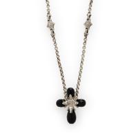 Konstantino, Sterling Silver and Onyx Cross Necklace