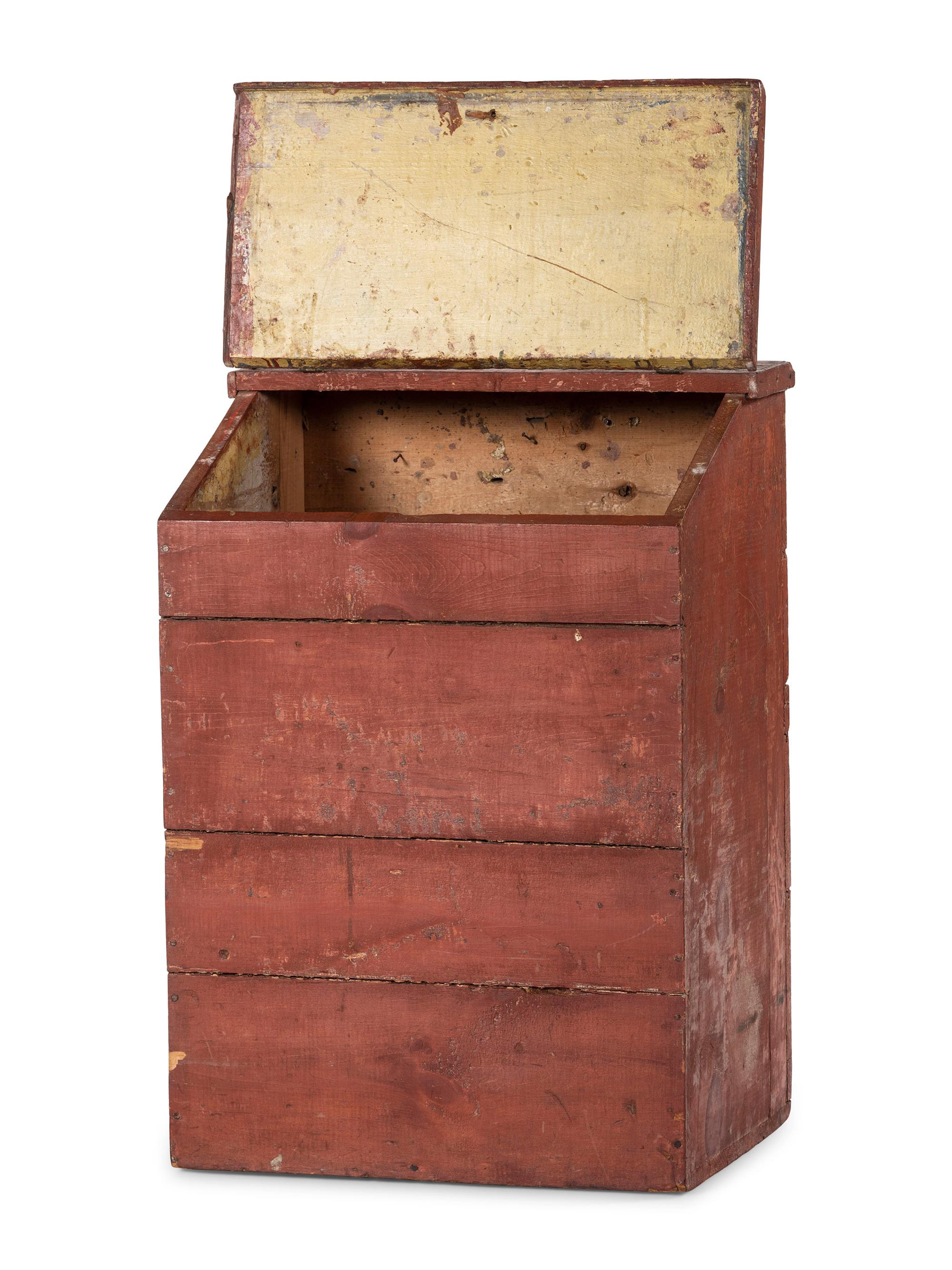 A Country Painted and Stenciled Pine Coffee or Drygoods Box