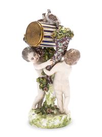 A Continental Figural Porcelain Clock