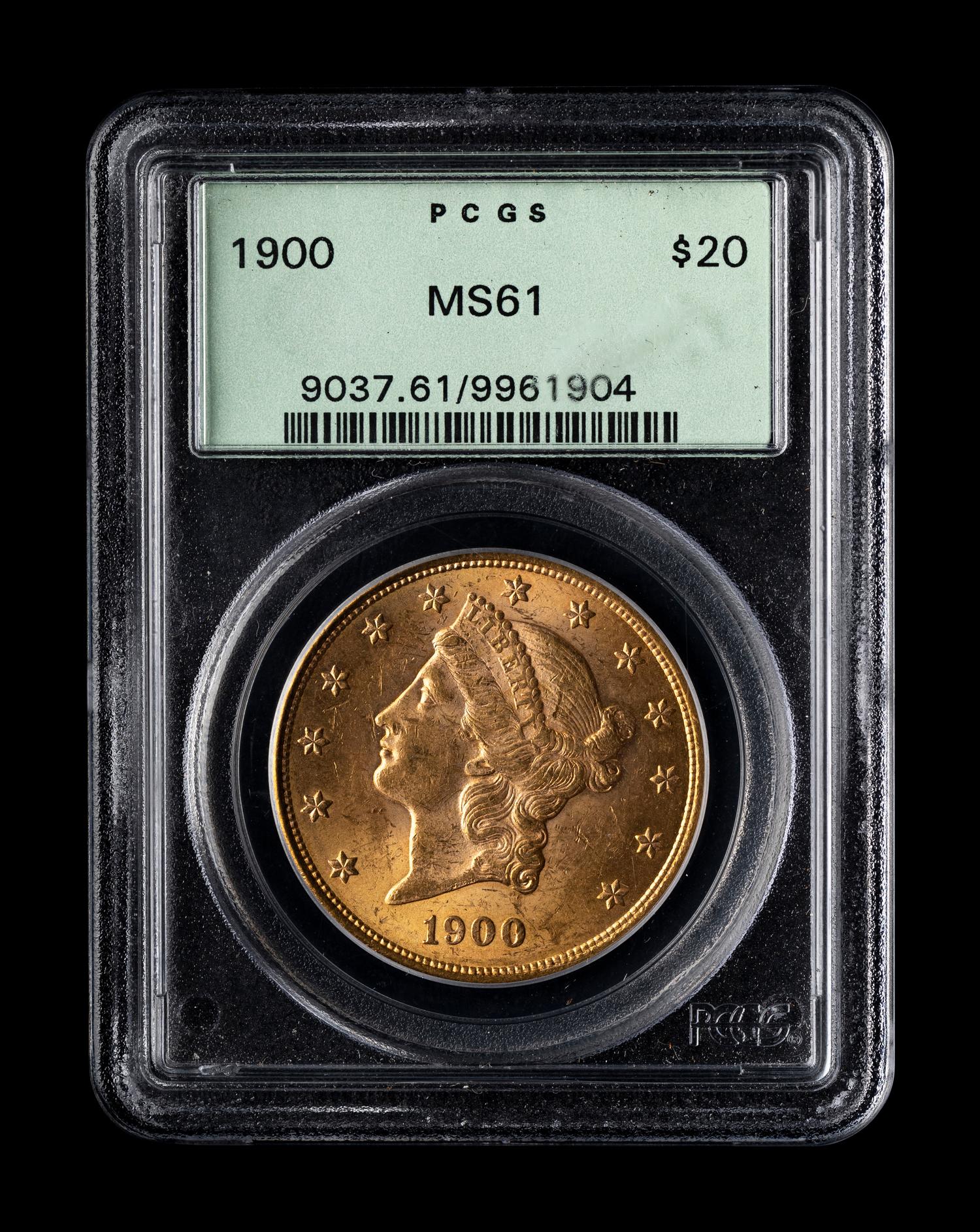 A 1900 Liberty Head $20 Gold Coin (PCGS MS61)