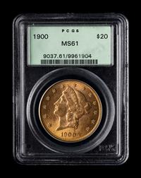 A 1900 Liberty Head $20 Gold Coin (PCGS MS61)