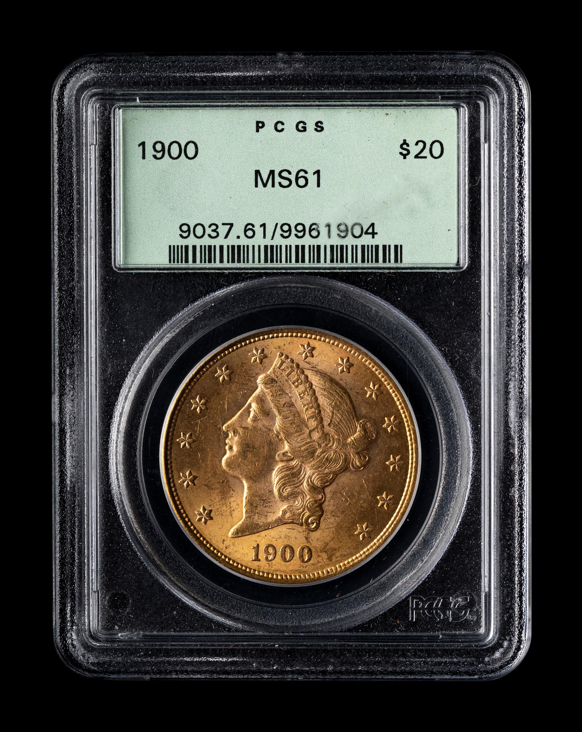 A 1900 Liberty Head $20 Gold Coin (PCGS MS61)
