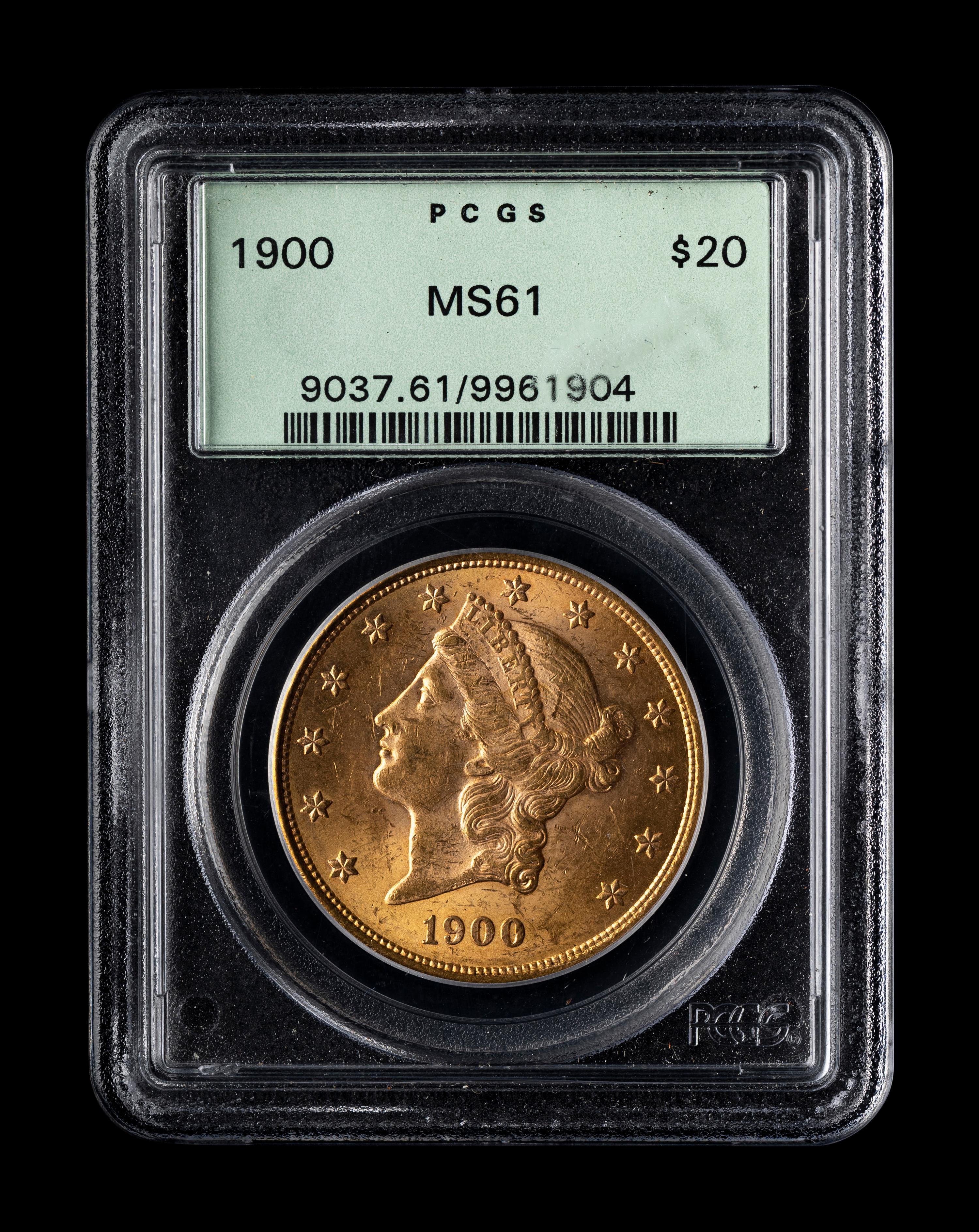 A 1900 Liberty Head $20 Gold Coin (PCGS MS61)