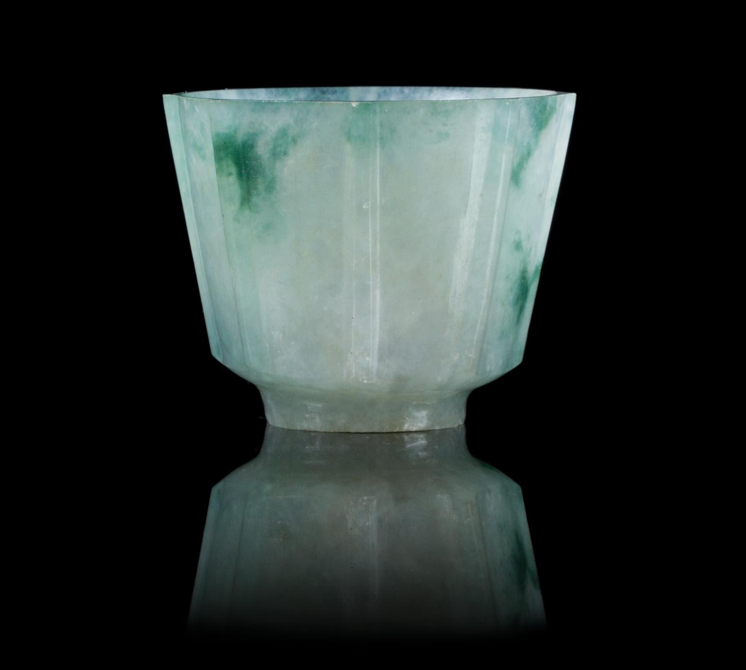 A Small Jadeite Wine Cup Diameter 1 5/8 inches.