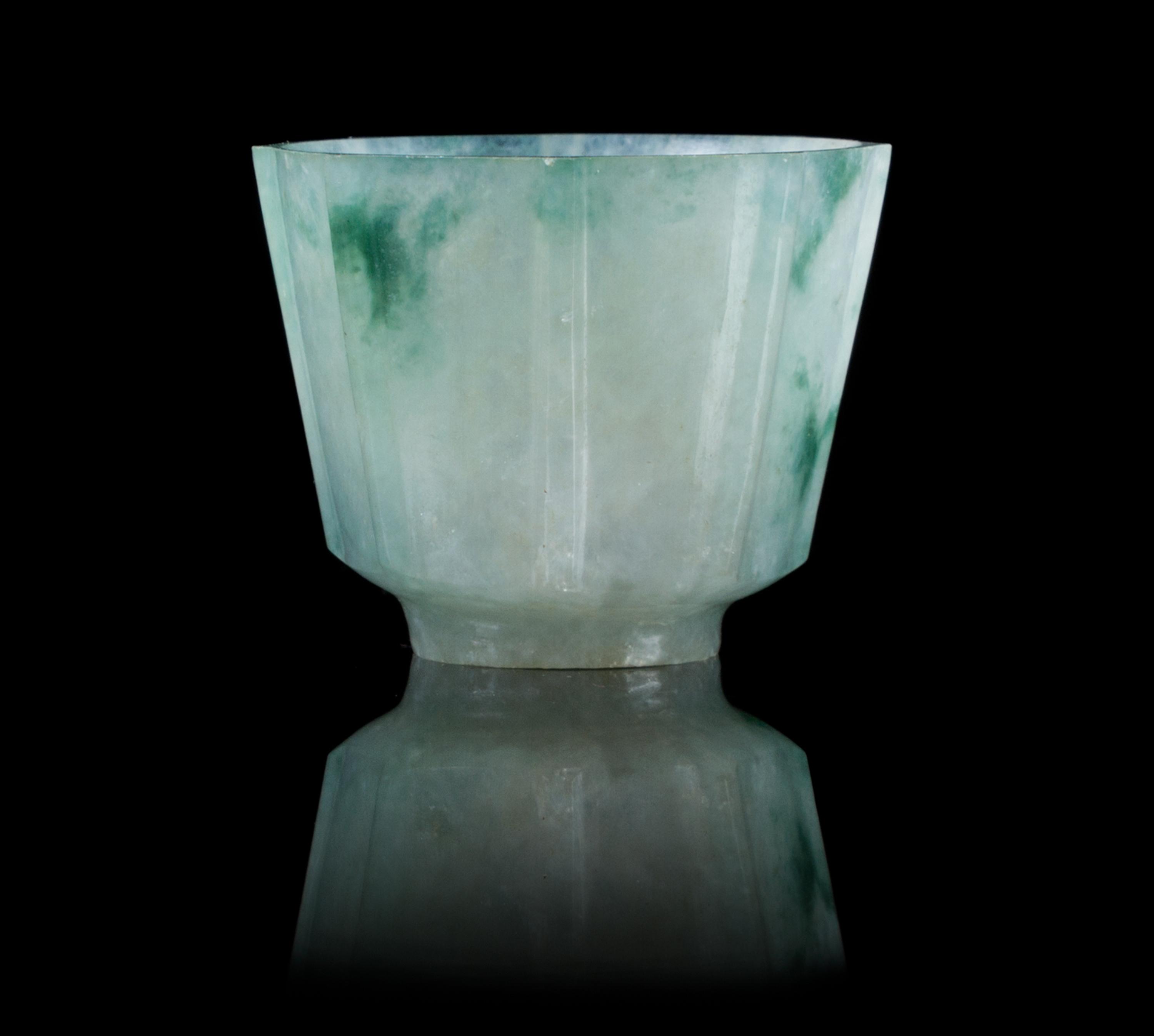A Small Jadeite Wine Cup Diameter 1 5/8 inches.