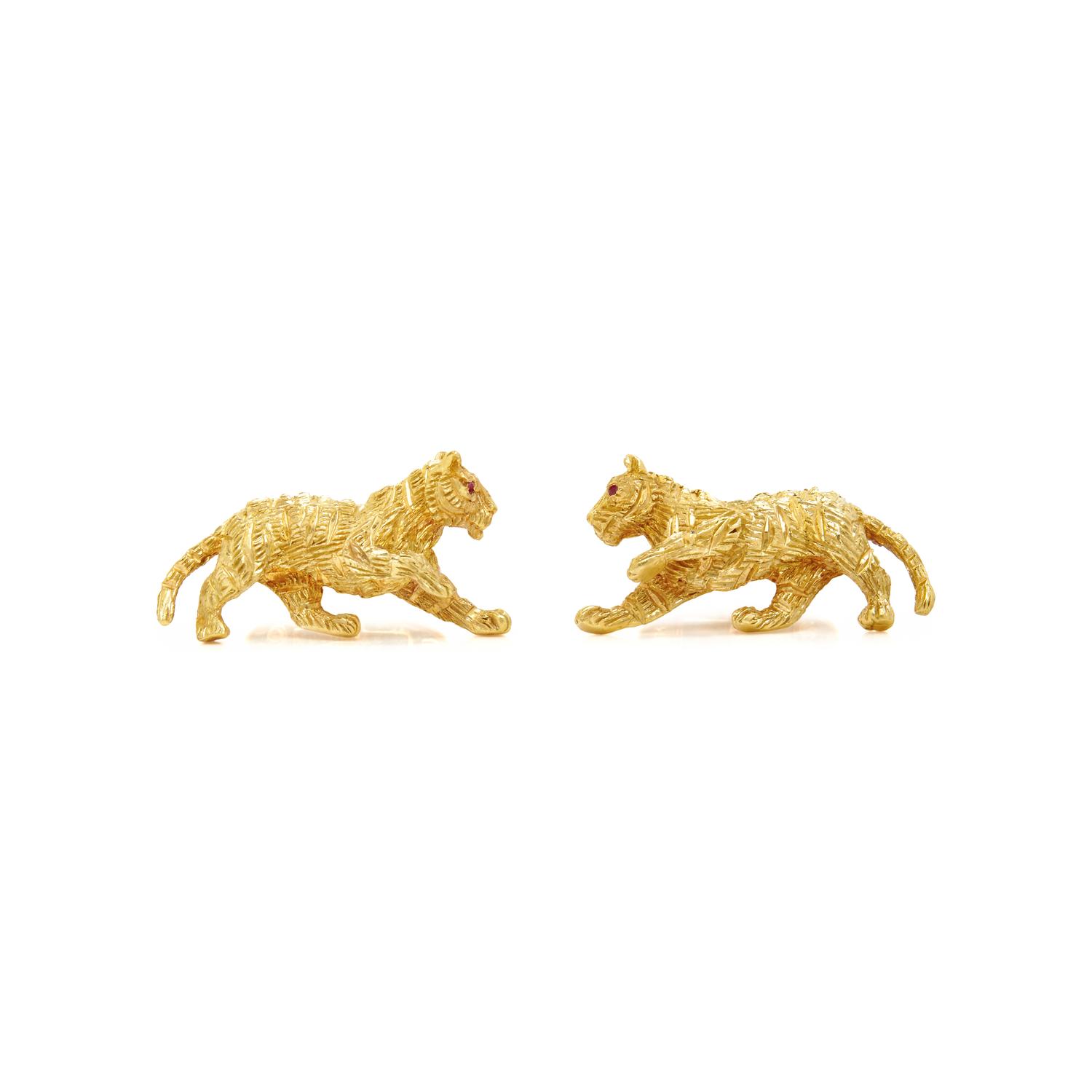 YELLOW GOLD TIGER CUFFLINKS