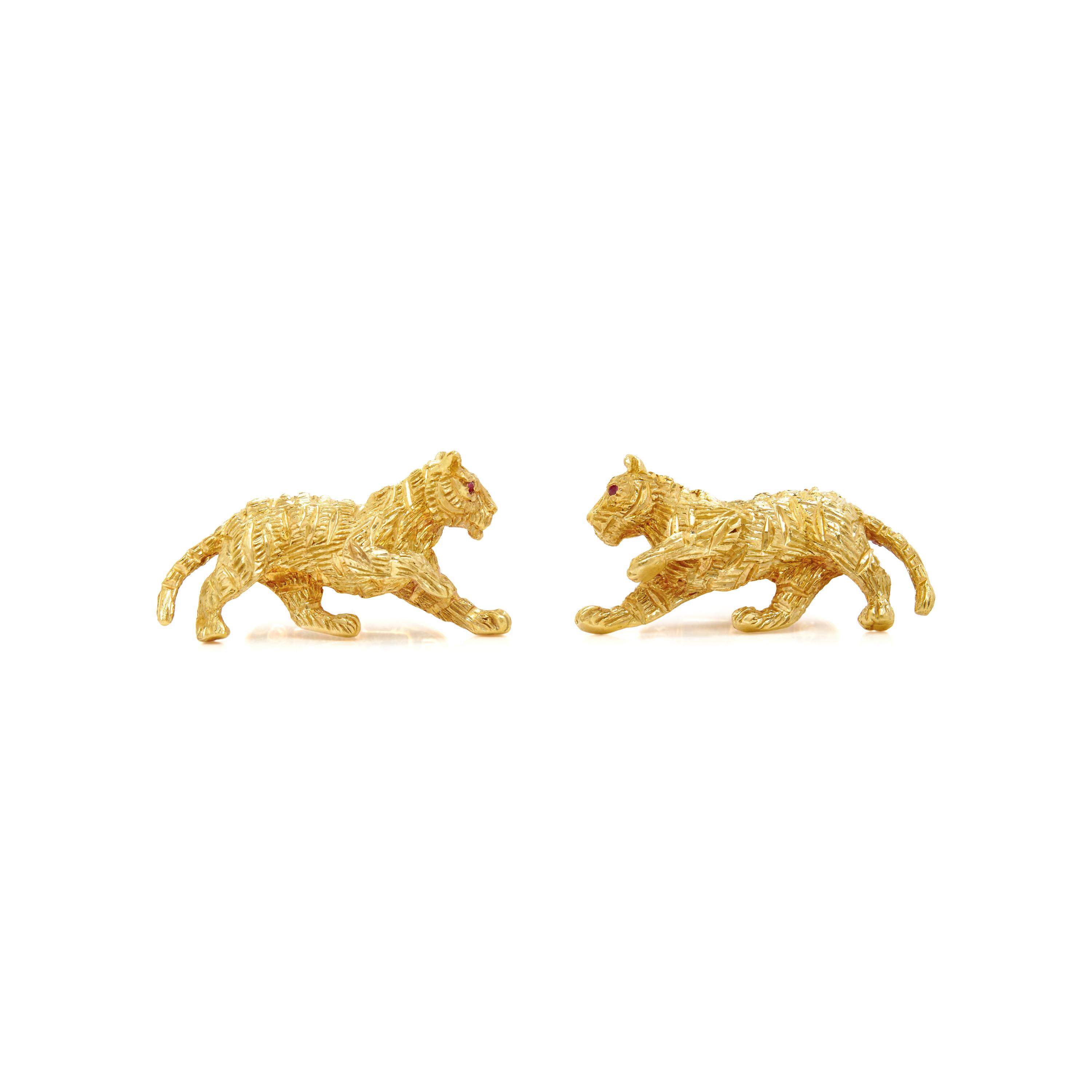 YELLOW GOLD TIGER CUFFLINKS