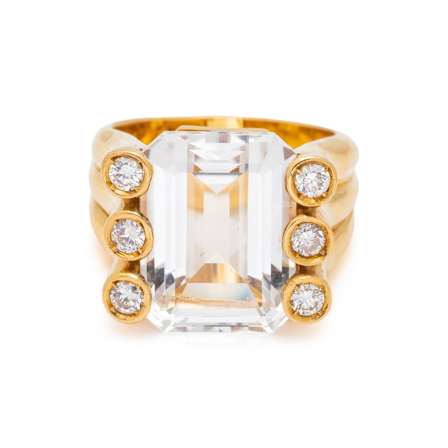 VERDURA, YELLOW GOLD, TOPAZ AND DIAMOND RING