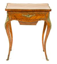 A Louis XV Style Gilt Metal Mounted Dressing Table Height 29 x width 25 x depth 16 inches. — 19TH CENTURY
