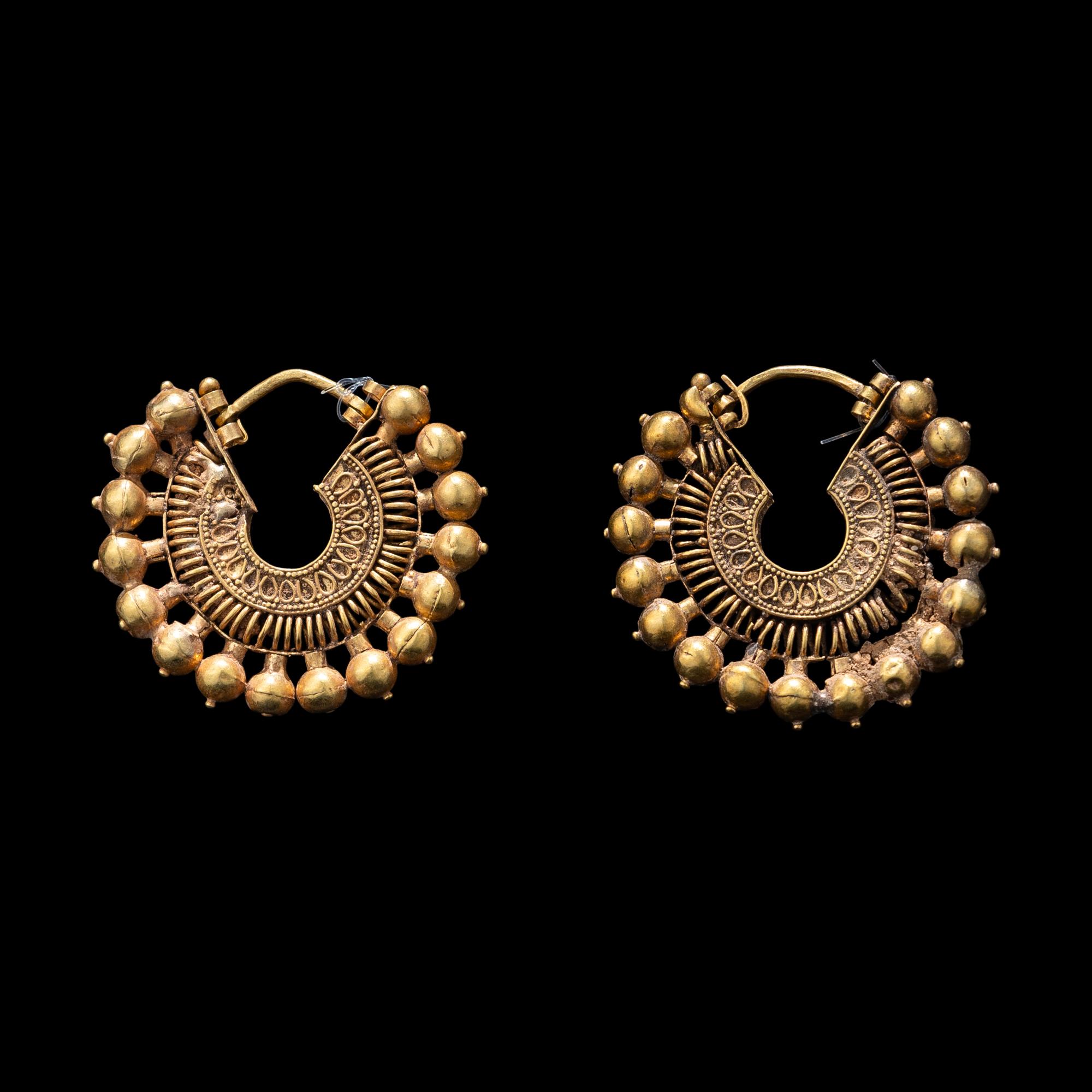 A Pair of Phoenician or Achaemenid Gold Hoop Earrings