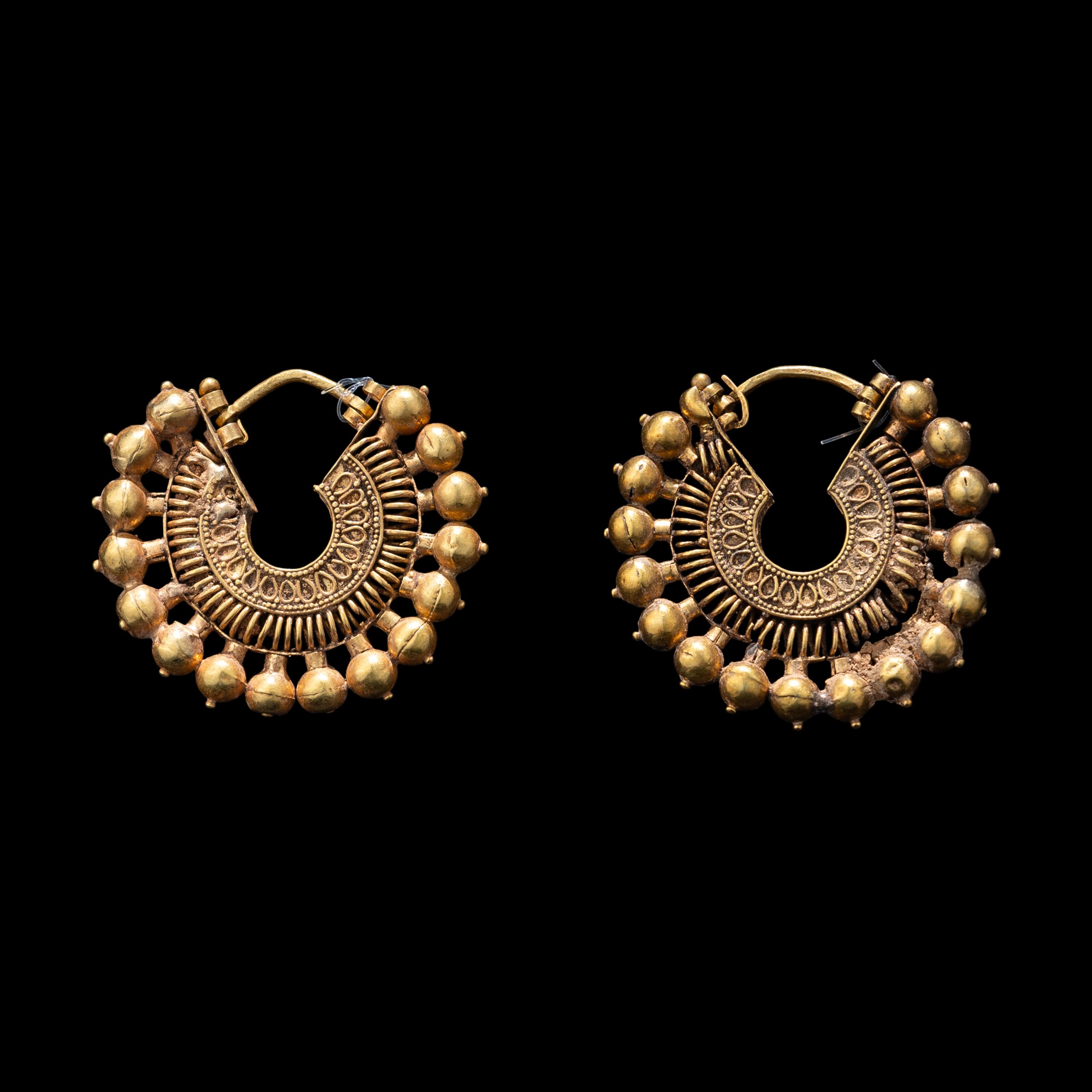 A Pair of Phoenician or Achaemenid Gold Hoop Earrings
