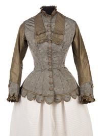 Two Silk Taffeta Evening Bodices, 1880s