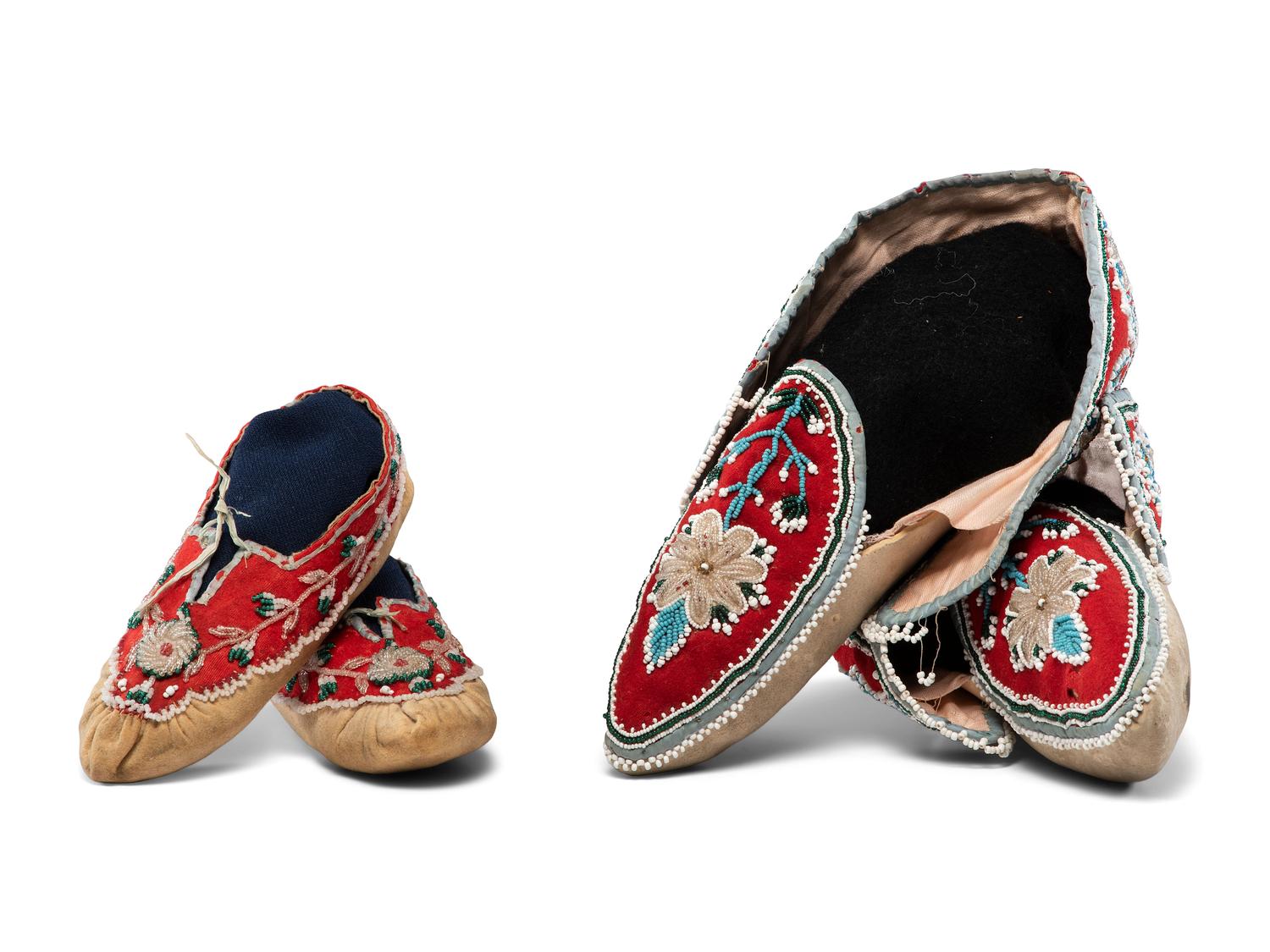 Northeastern Beaded Hide Moccasins