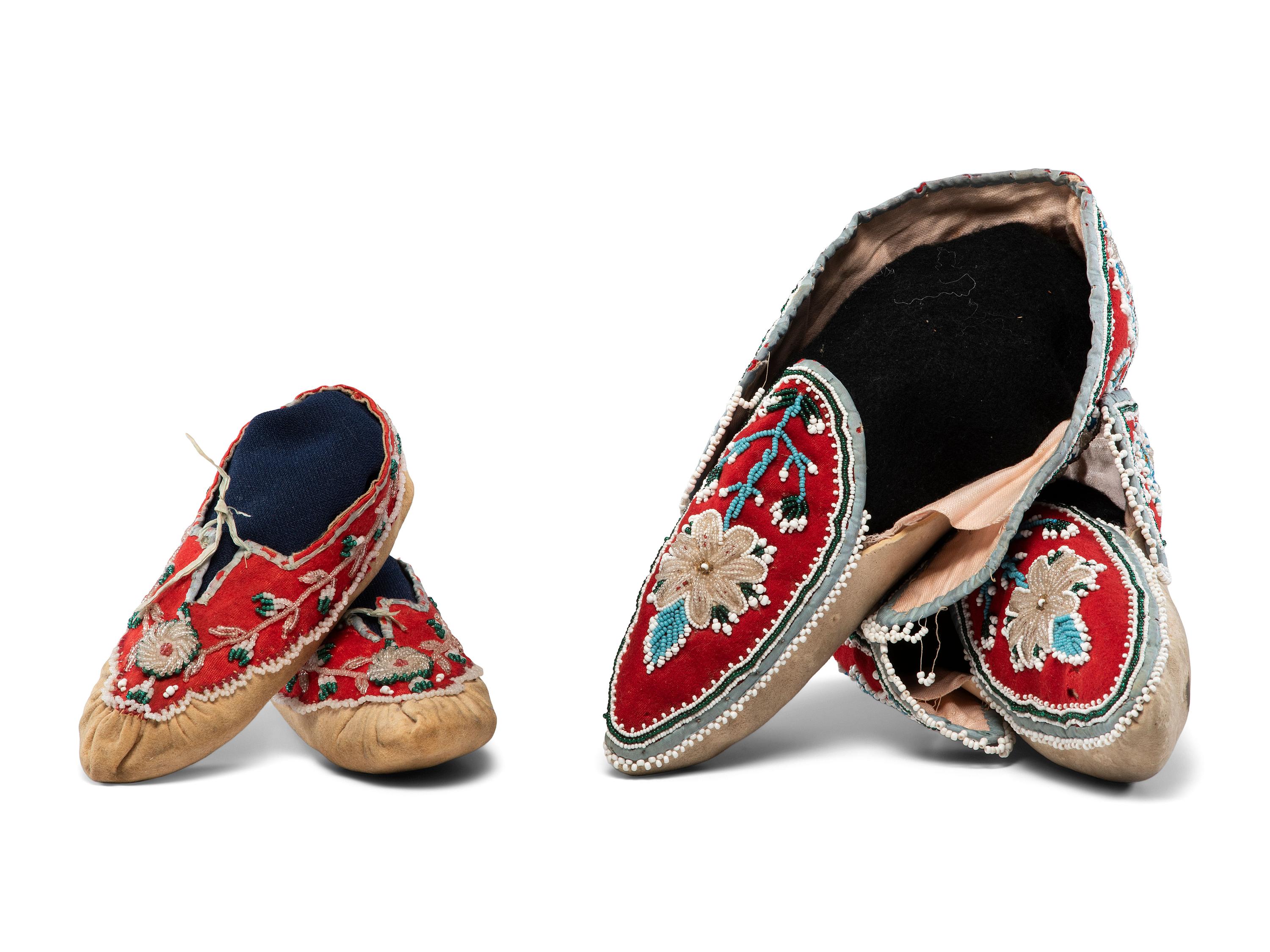 Northeastern Beaded Hide Moccasins
