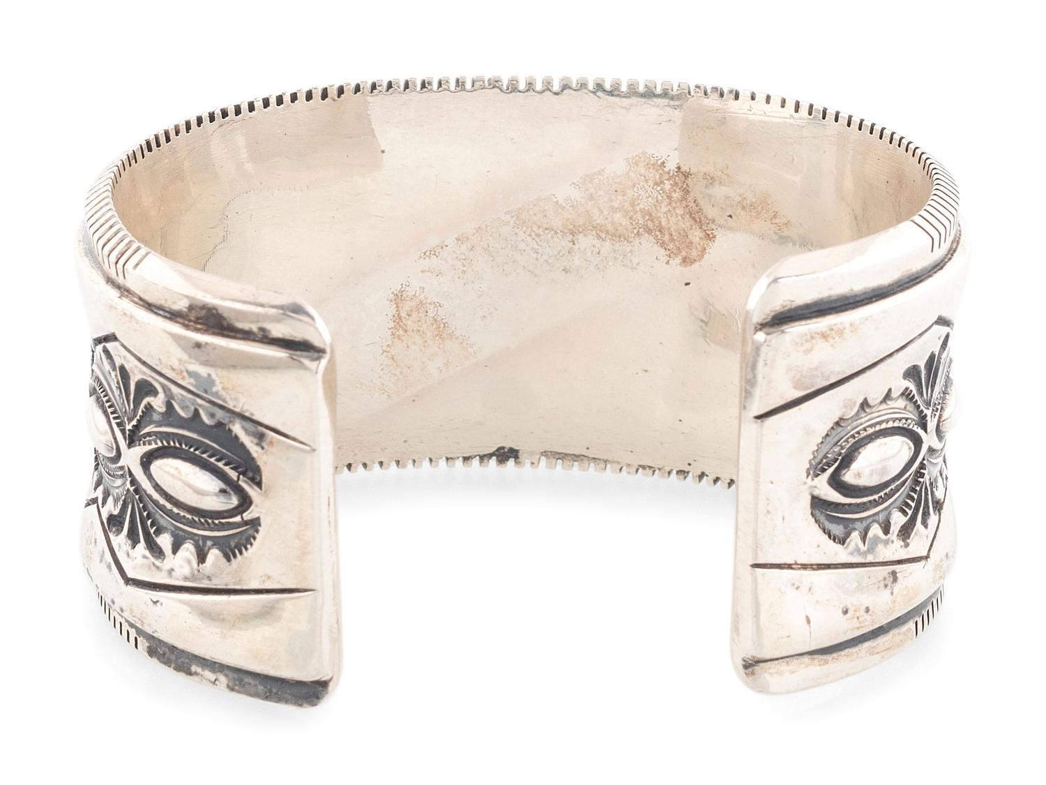 Heavily Stamped Silver Cuff Bracelet