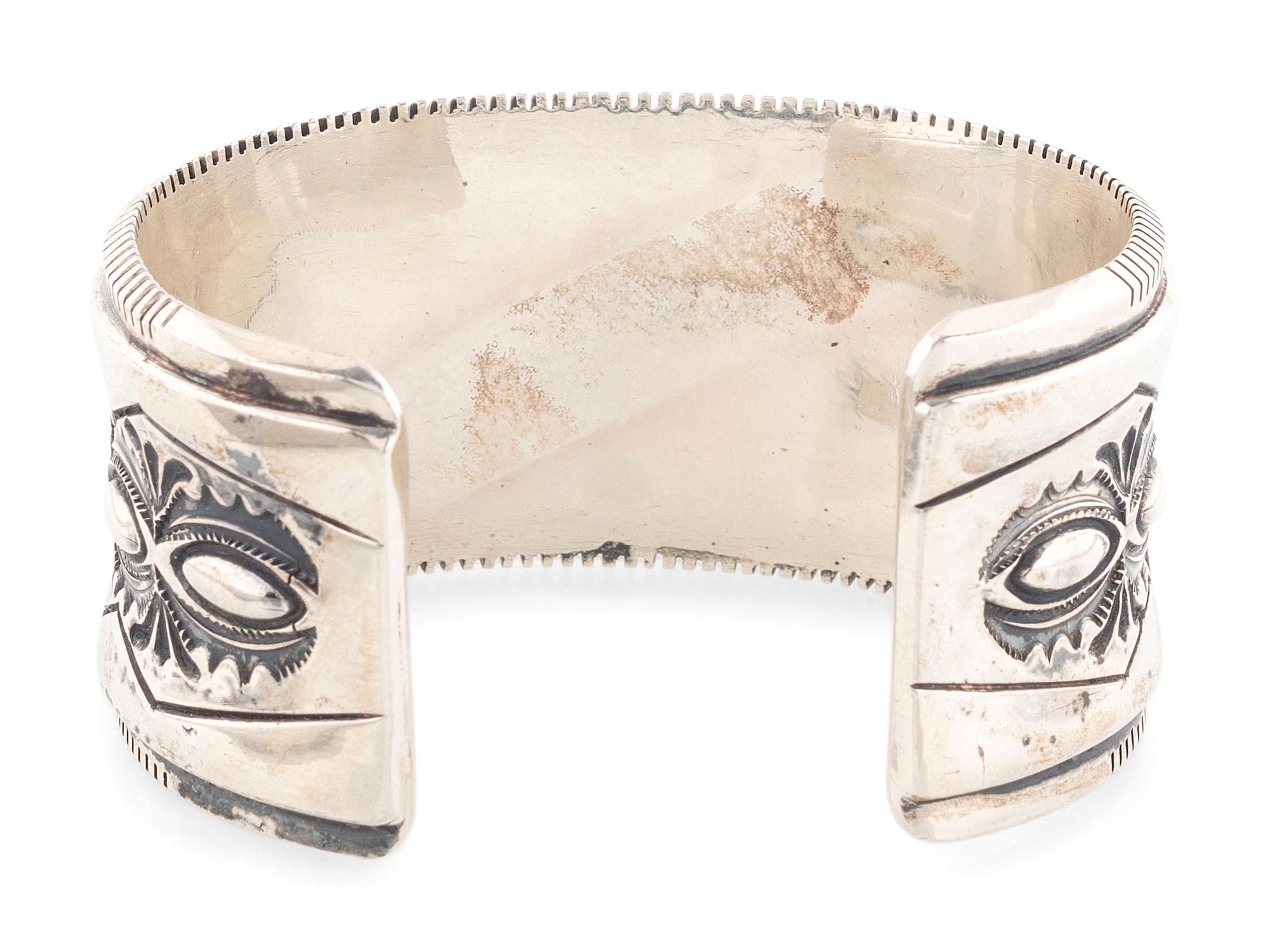 Heavily Stamped Silver Cuff Bracelet