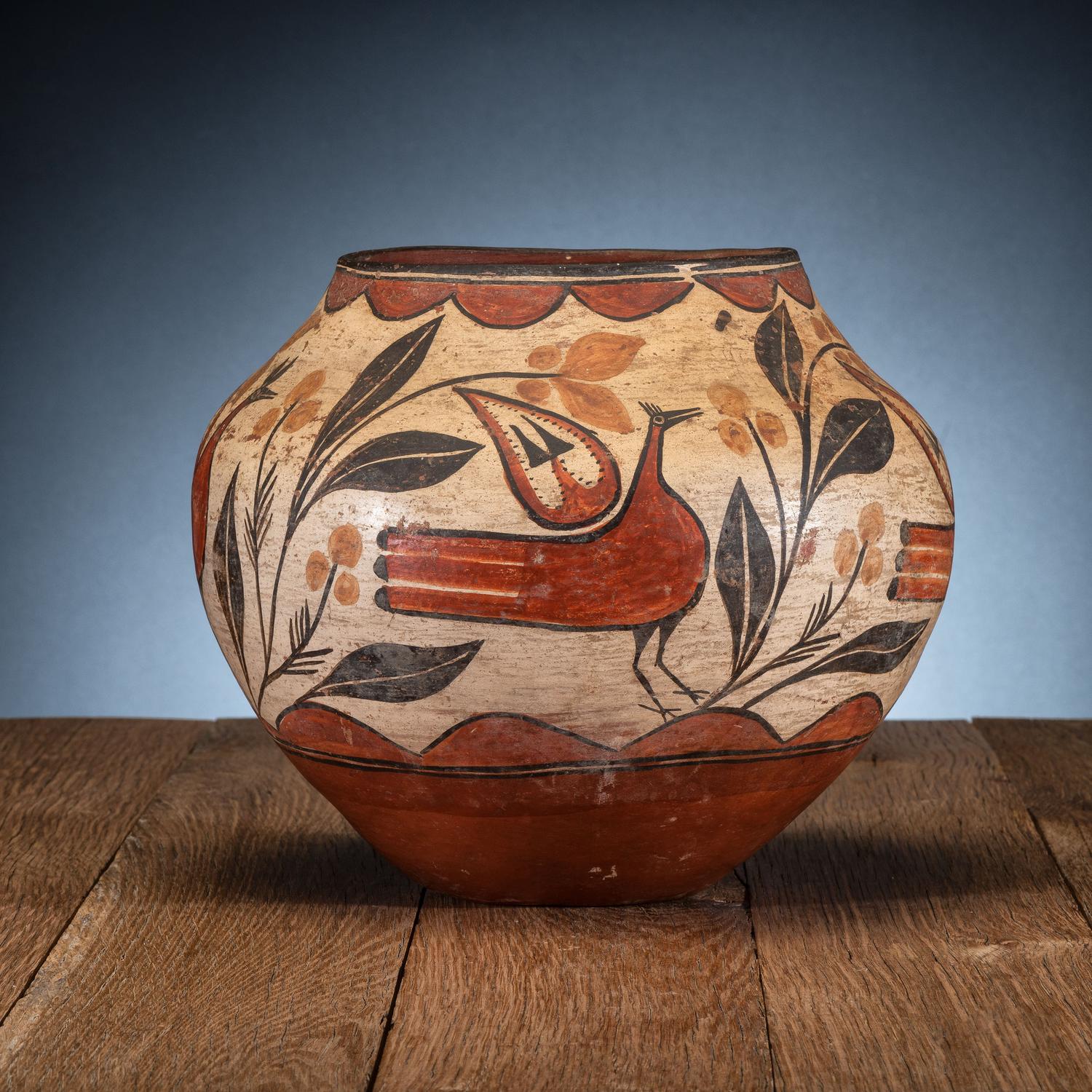 Zia Four-Color Polychrome Pottery Jar