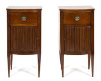 A Pair of Regency Mahogany Bow Front Side Cabinets Height 34 x width 17 x depth 15 inches. — 19TH CENTURY