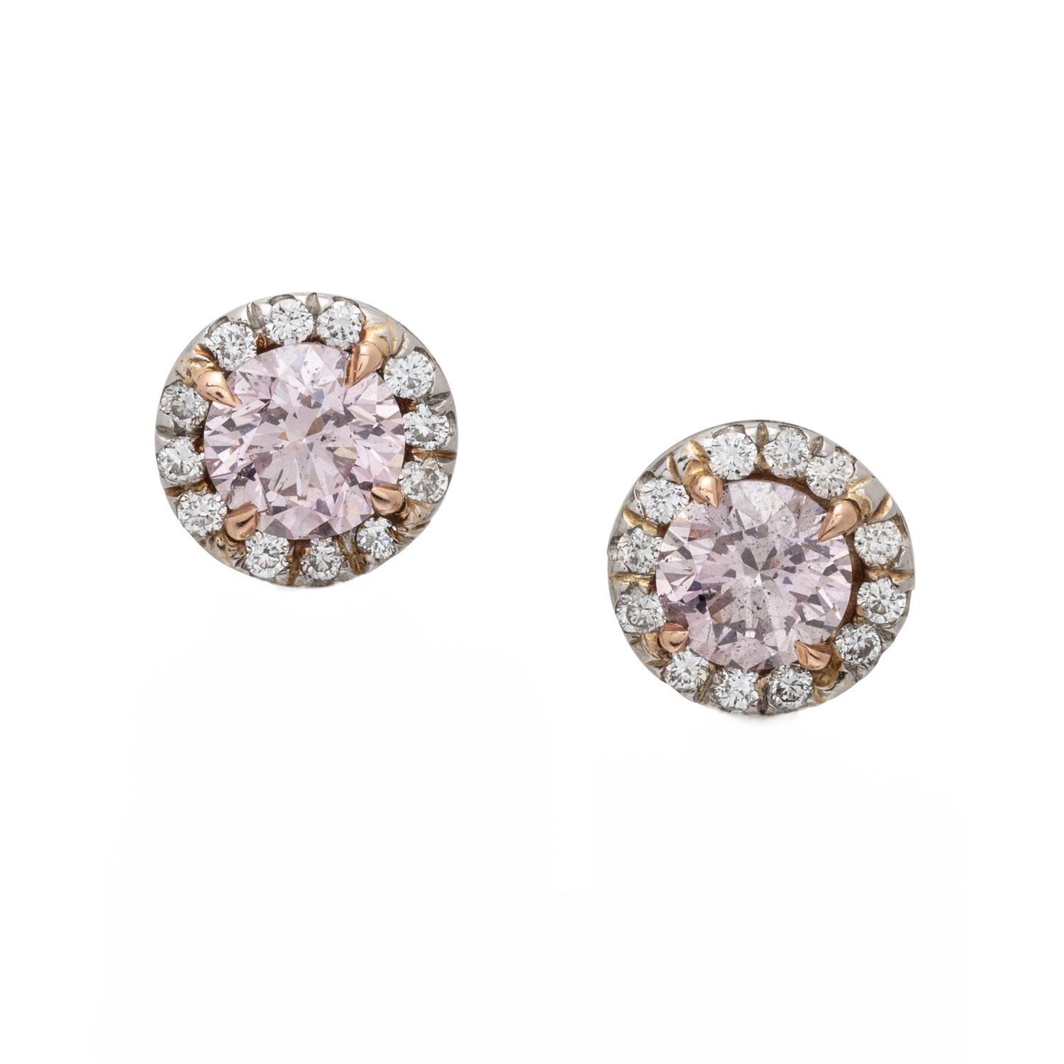 FANCY COLORED DIAMOND AND DIAMOND EARRINGS