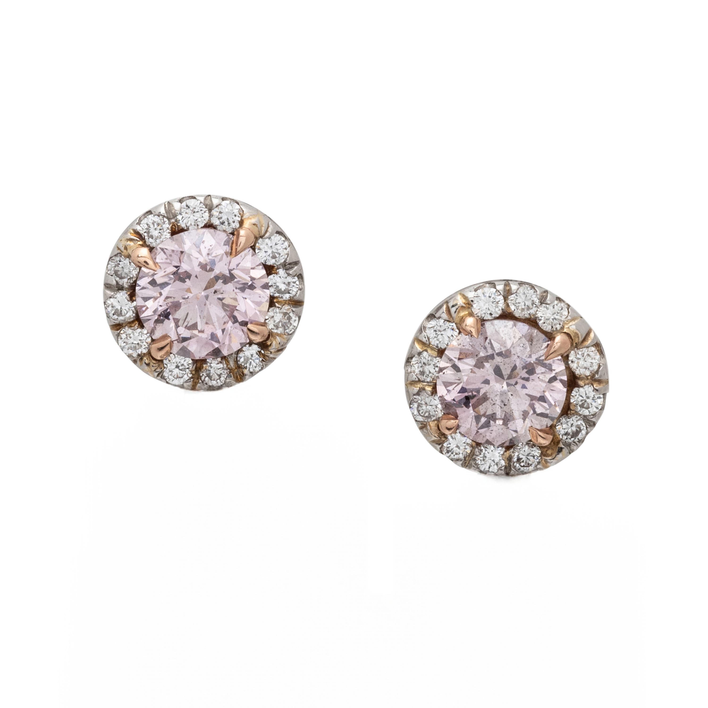 FANCY COLORED DIAMOND AND DIAMOND EARRINGS