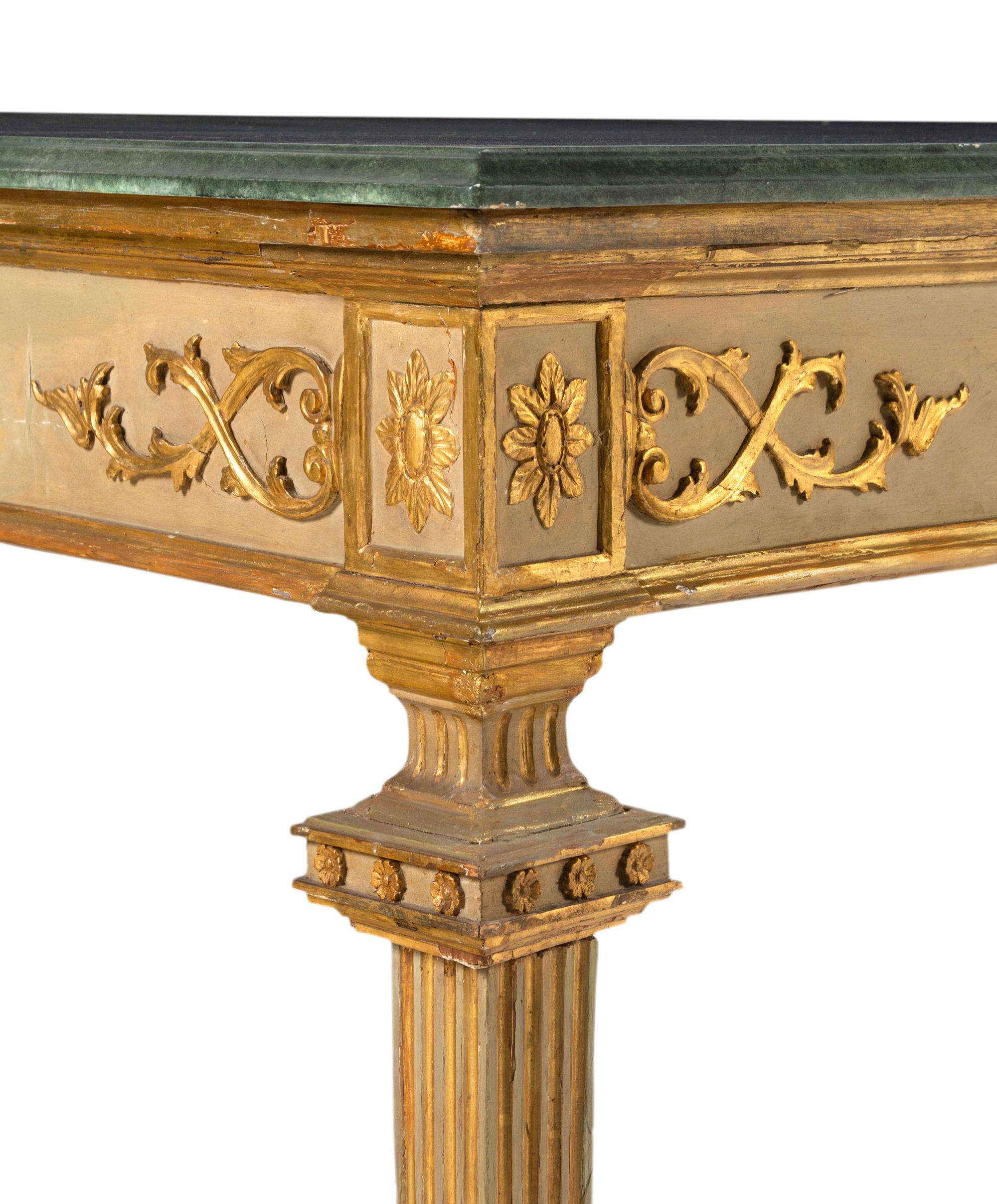 A North Italian Neoclassical Painted and Parcel-Gilt Console Table