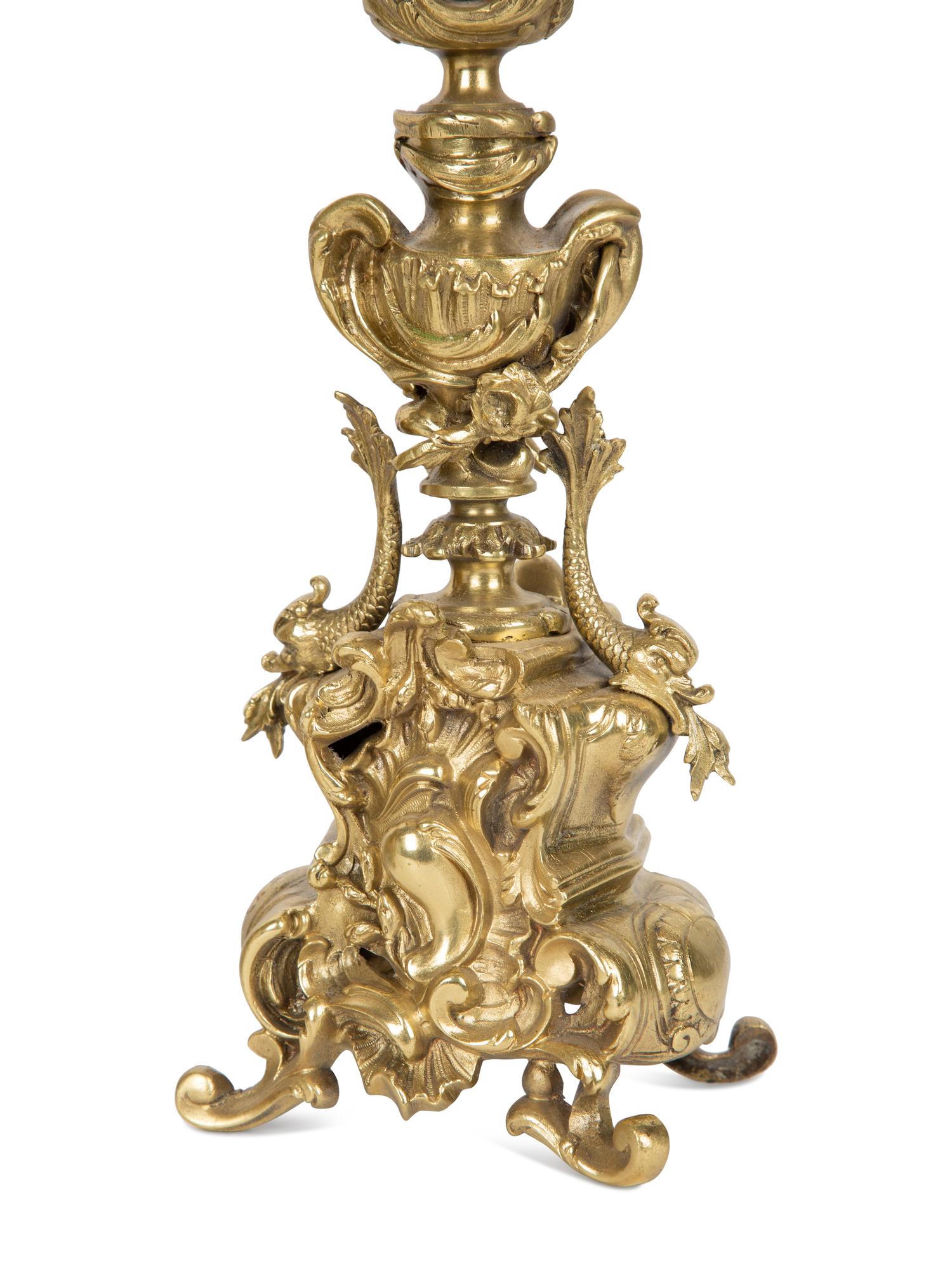 A Louis XV Style Gilt Metal Clock Garniture — LATE 19TH/EARLY 20TH CENTURY