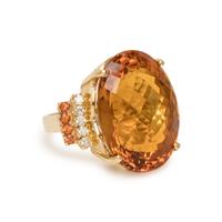 YELLOW GOLD, CITRINE, AND DIAMOND RING