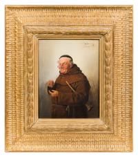 Hedwig Oehring, (German, b. 1855), Habited Man with a Flute