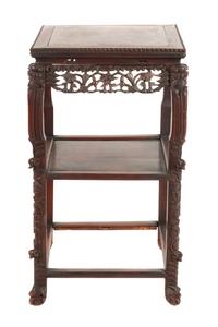 A Chinese Export Marble Inset Rosewood Square Side Table