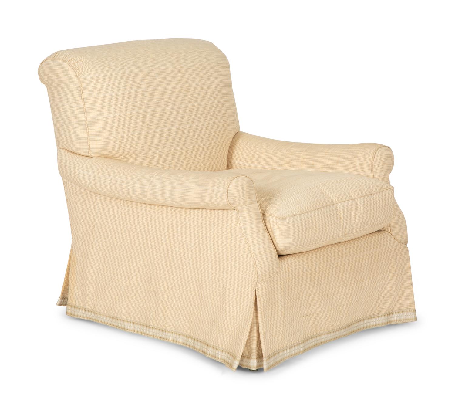 A Contemporary Upholstered Club Chair with Ribbed Upholstery