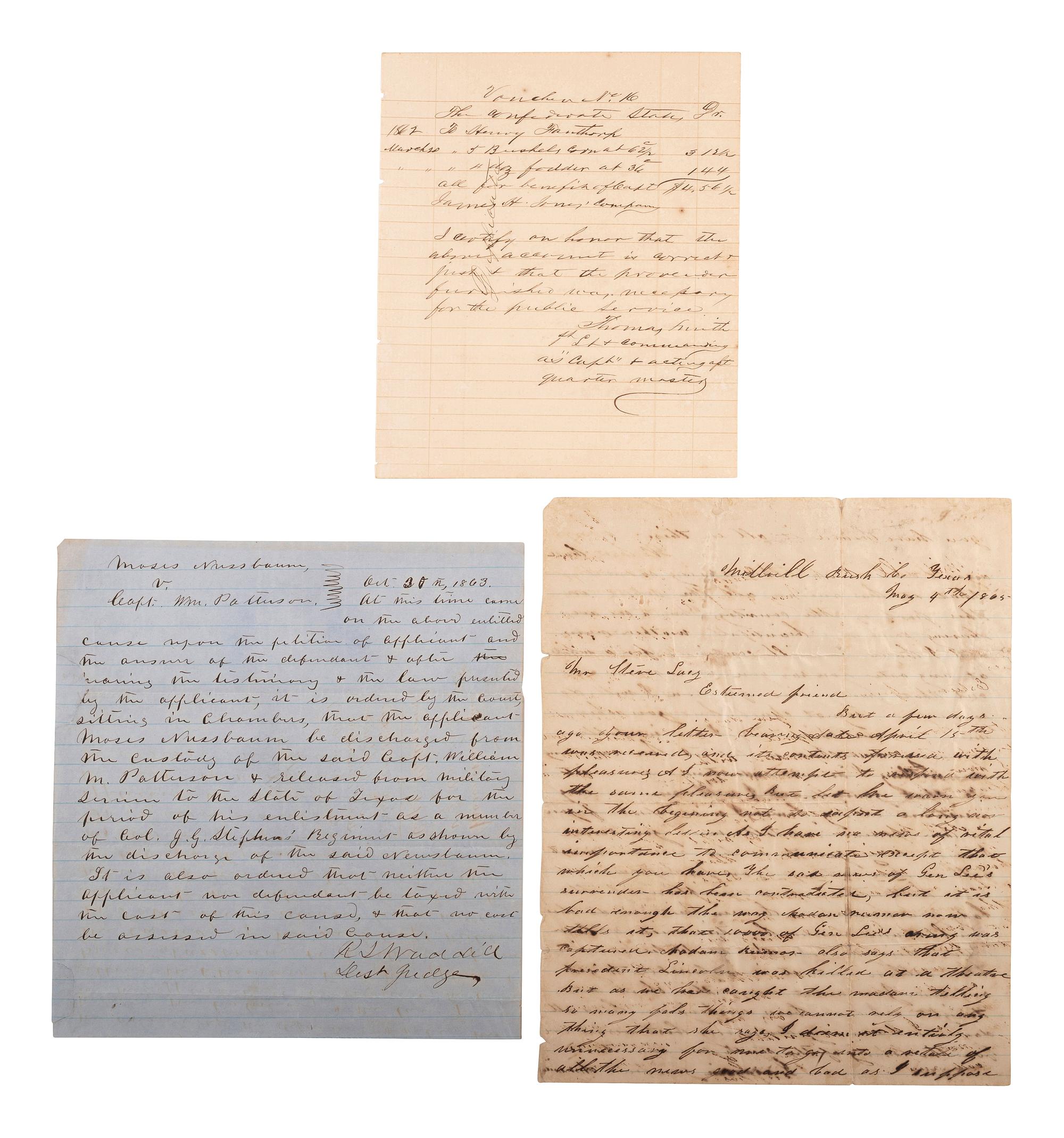 [CIVIL WAR]. A group of documents related to Texas and the Trans-Mississippi Theater, comprising: