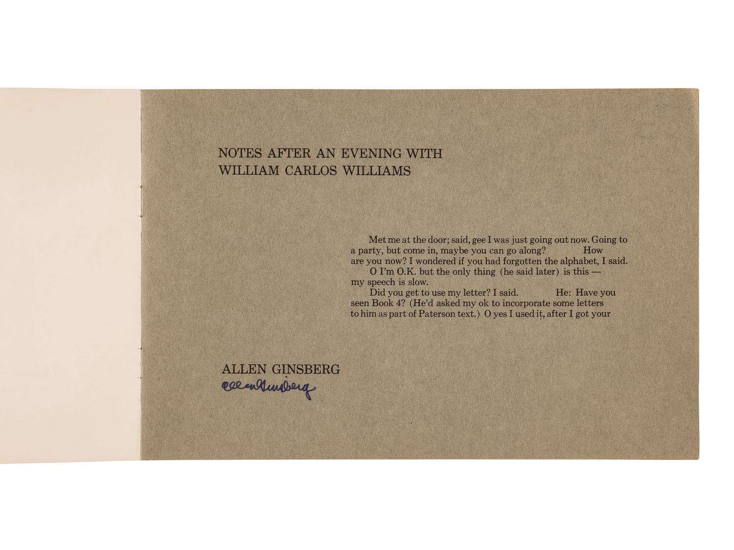 GINSBERG, Allen (1926-1997). A group of 4 works ALL SIGNED BY GINSBERG, comprising: