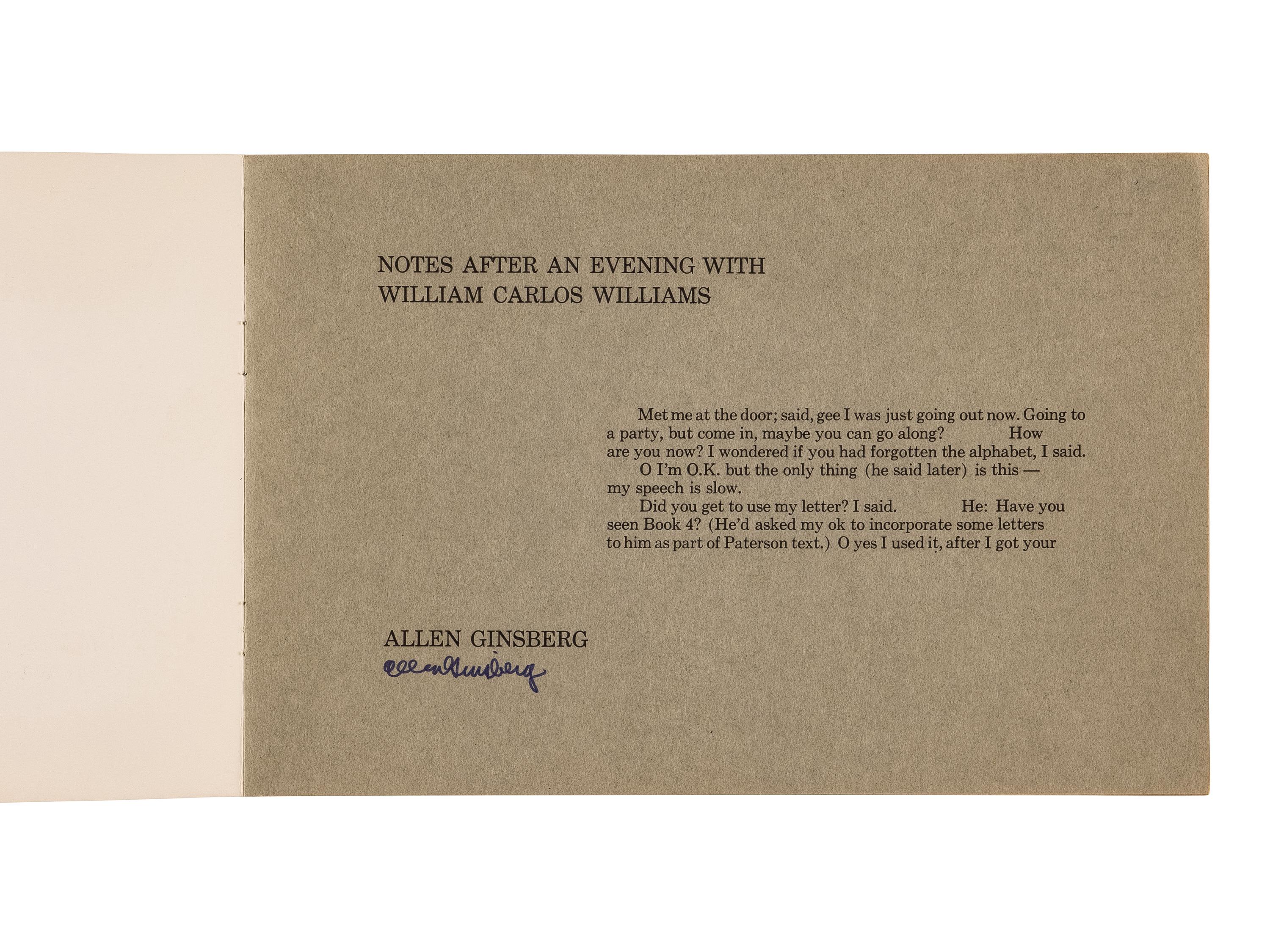 GINSBERG, Allen (1926-1997). A group of 4 works ALL SIGNED BY GINSBERG, comprising: