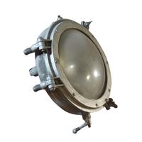 An Industrial Glass and Metal Light Fixture 20" W x 12" D x 20" H — United States, Circa 1950