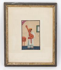 A Collection of Four Indian Miniature Paintings Height 5 1/2 x width 3 1/2 inches.
