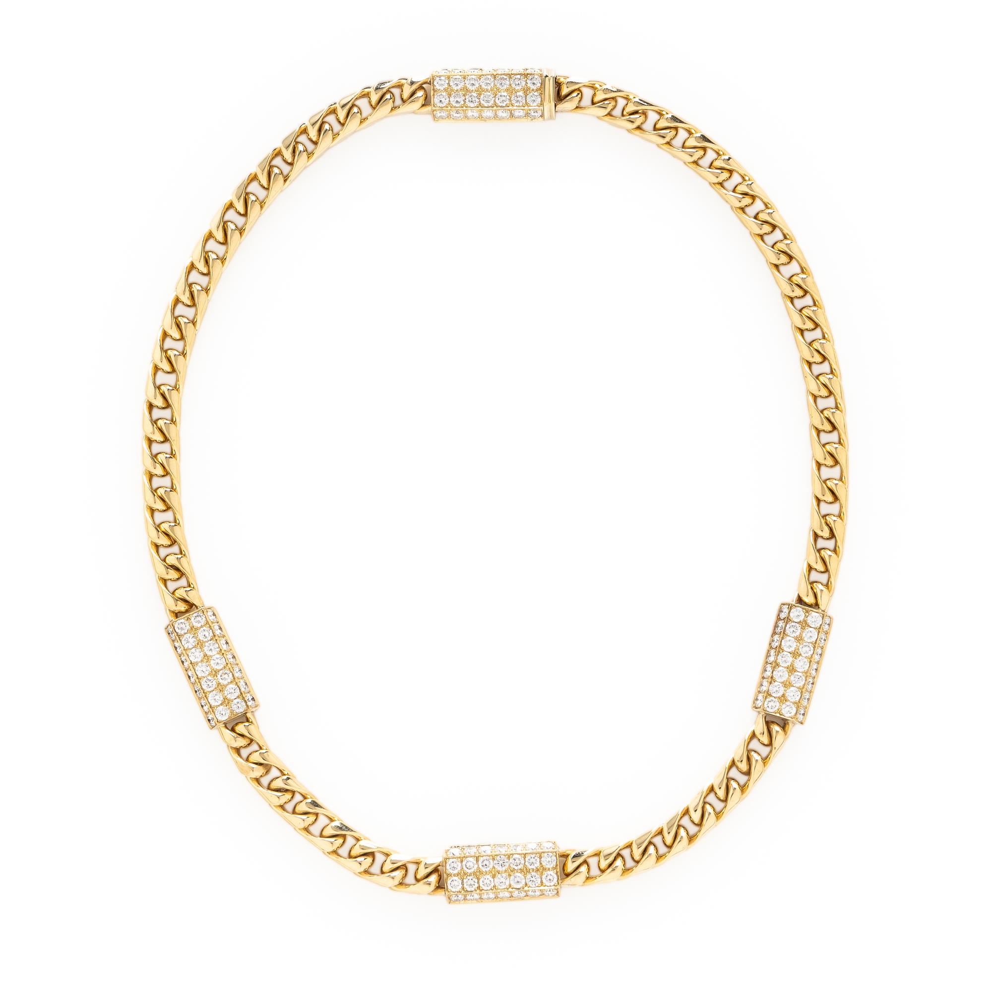Yellow Gold and Diamond Station Chain Necklace