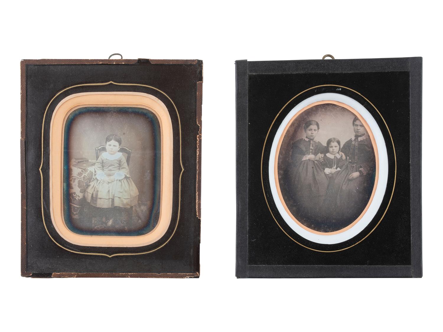 [EARLY PHOTOGRAPHY]. 6 European daguerreotypes of children in passe partout mounts.