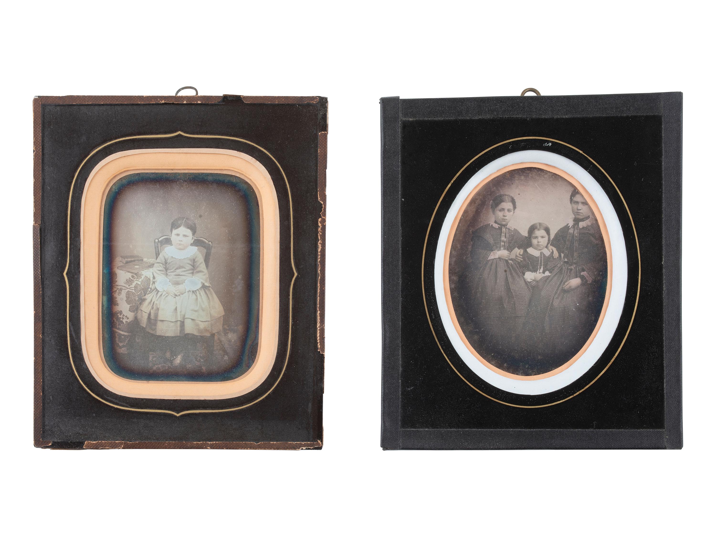 [EARLY PHOTOGRAPHY]. 6 European daguerreotypes of children in passe partout mounts.