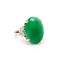 F.J. COOPER, JADEITE AND DIAMOND RING