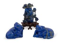A Group of Three Chinese Carved Sodalite Figures — 20TH CENTURY