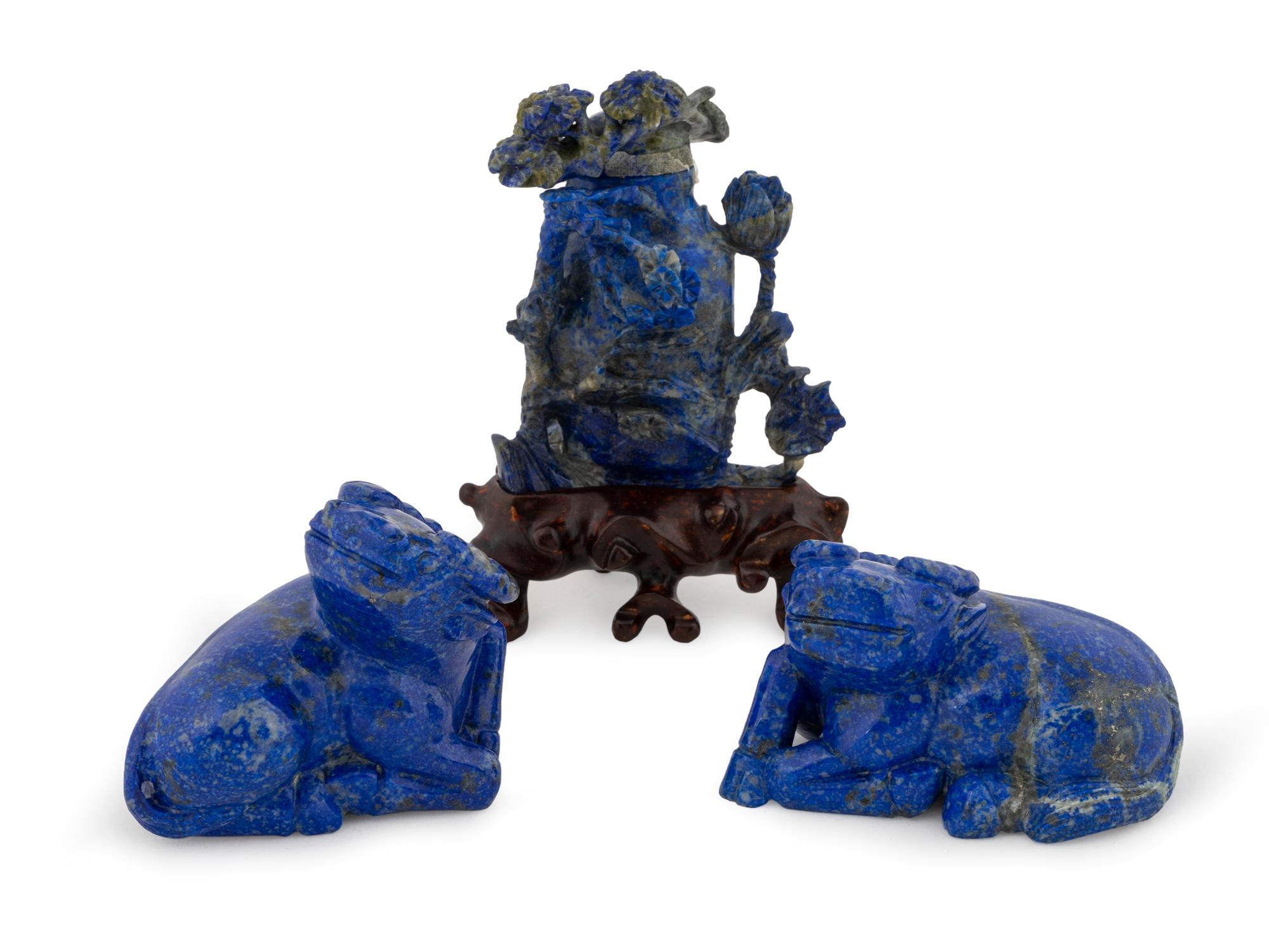 A Group of Three Chinese Carved Sodalite Figures — 20TH CENTURY