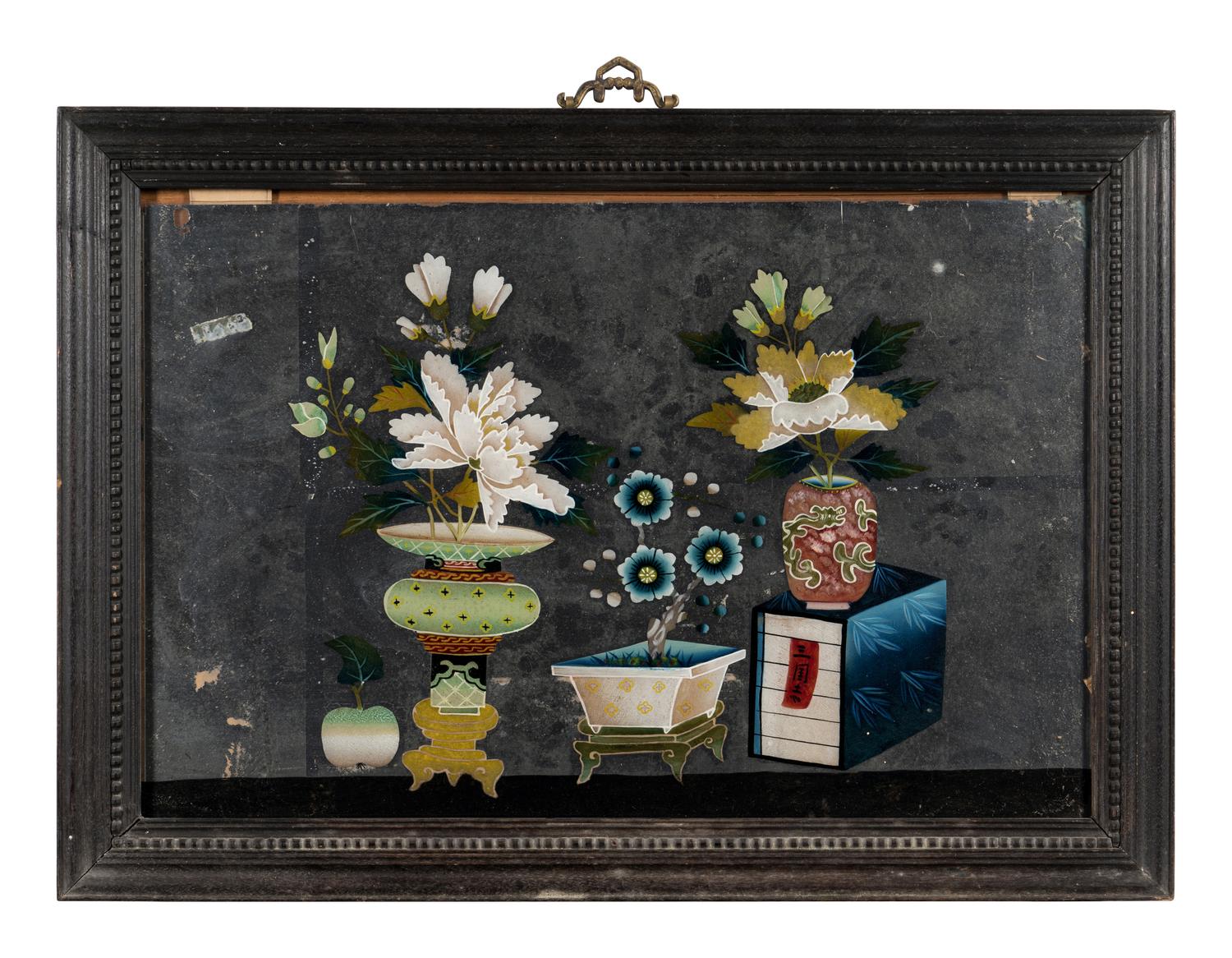 A Pair of Chinese Reverse Glass Paintings