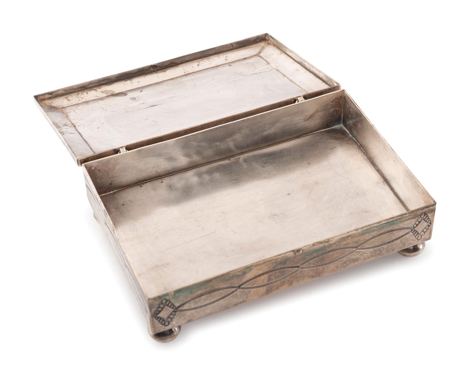 Mosaic Inlay Katsina, on Heavily Stamped Navajo Box