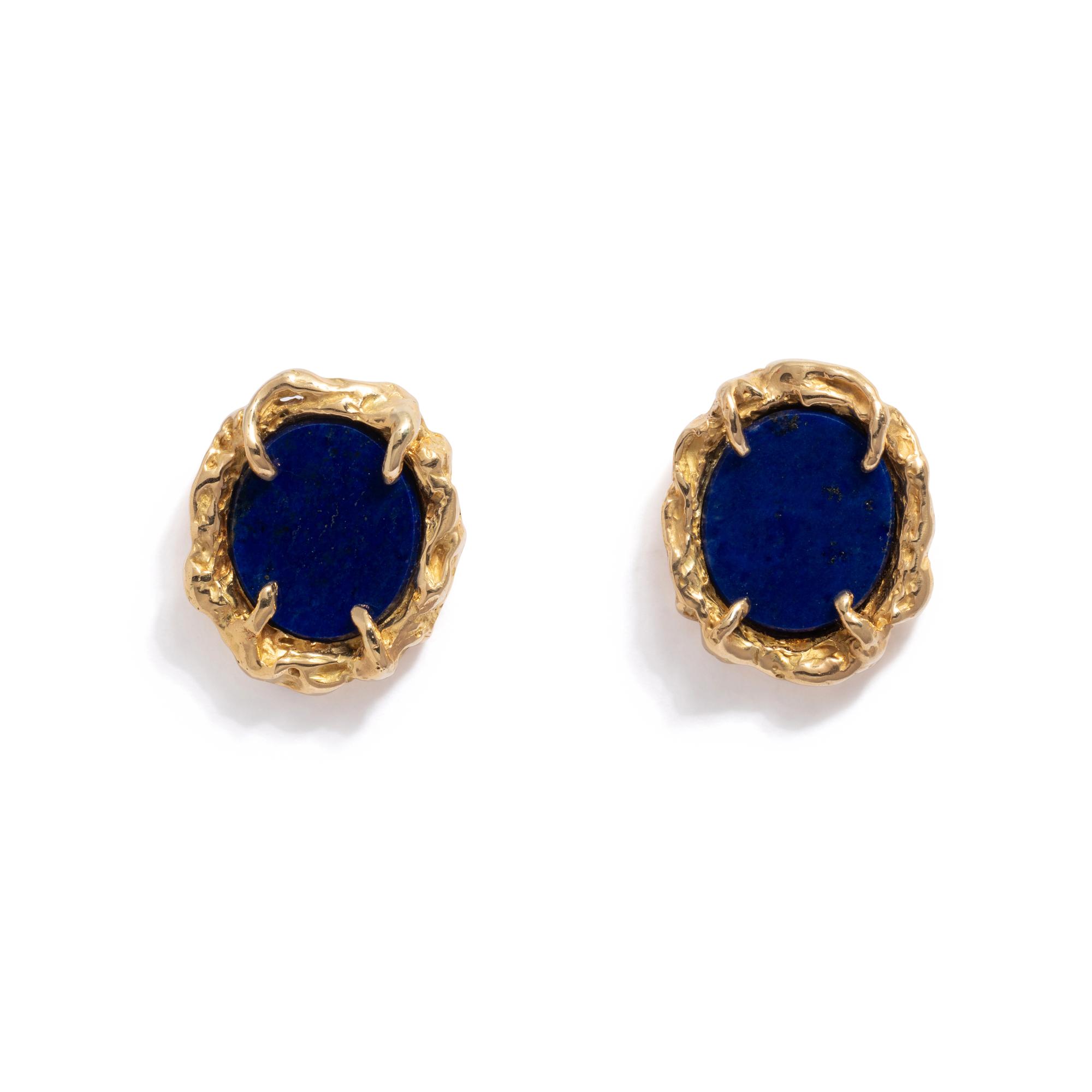 ARTHUR KING, LAPIS LAZULI AND YELLOW GOLD EARRINGS