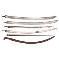 Lot of 6 Etched and Curved Indo-Persian Sword Blades