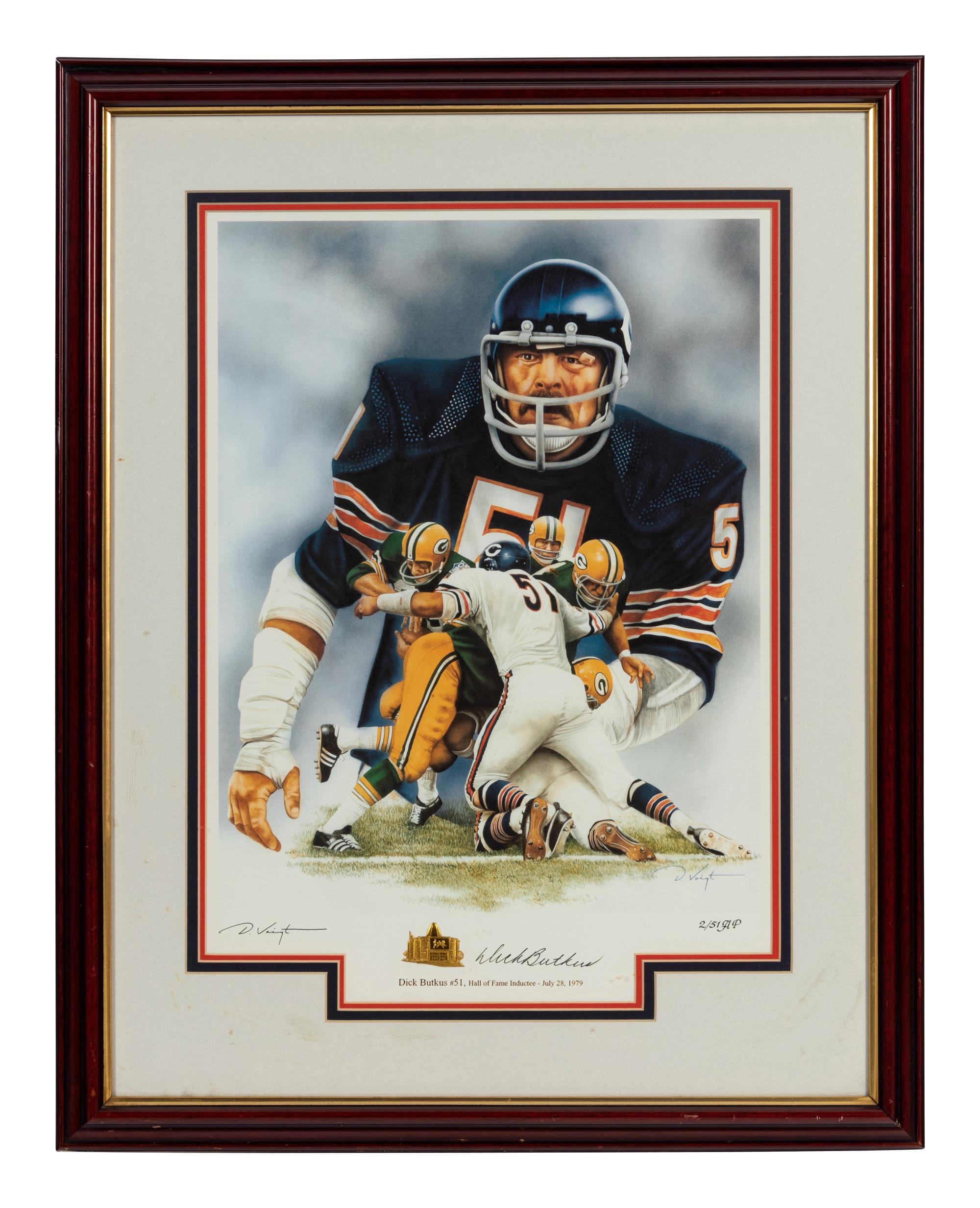 A Dick Butkus Signed Autograph Large Painting Formerly Displayed at Mike Ditka’s Restaurant